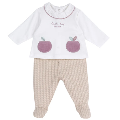 Girls Light Natural Applique Smock with Legging