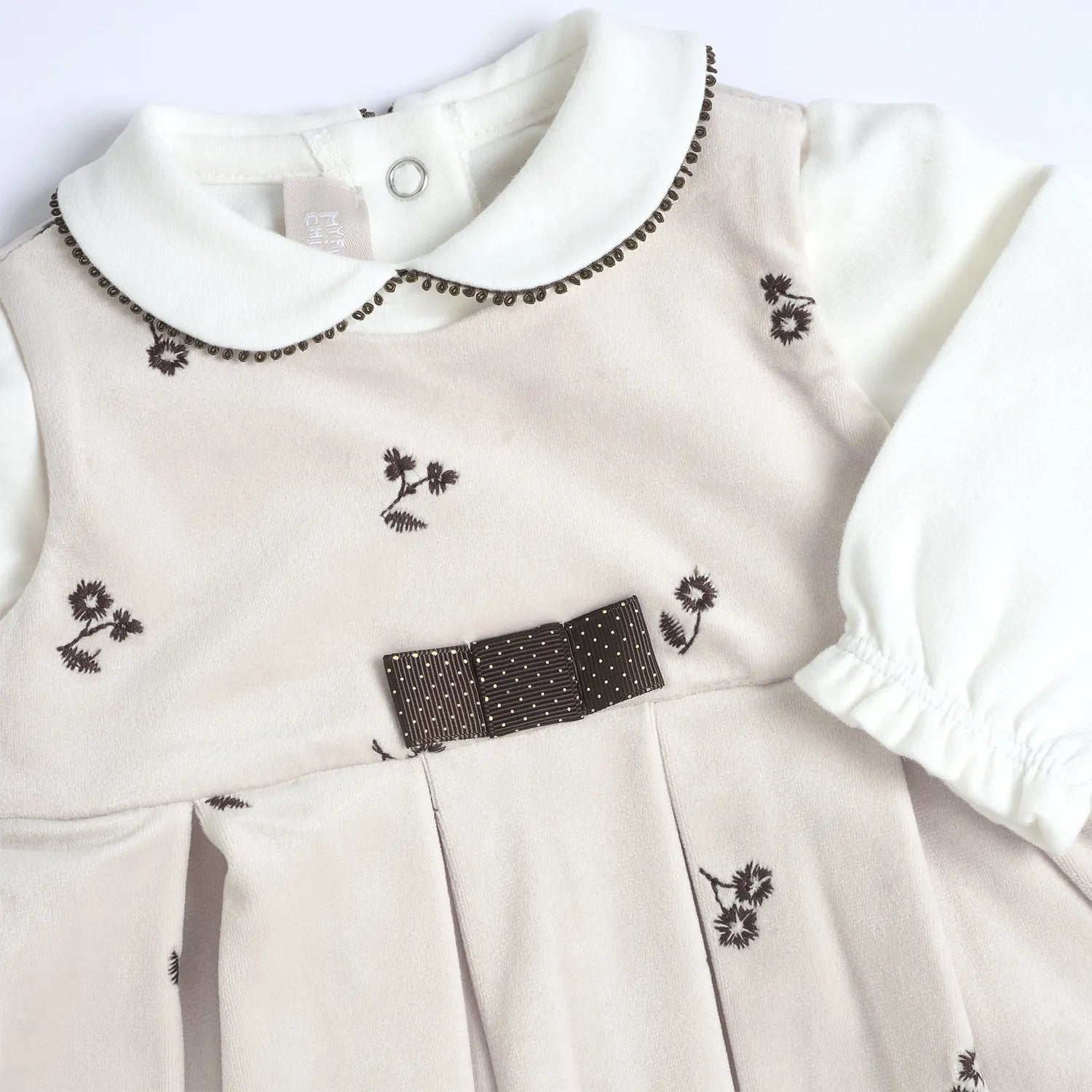 Girls Light Natural Embroidered T-shirt with Dress