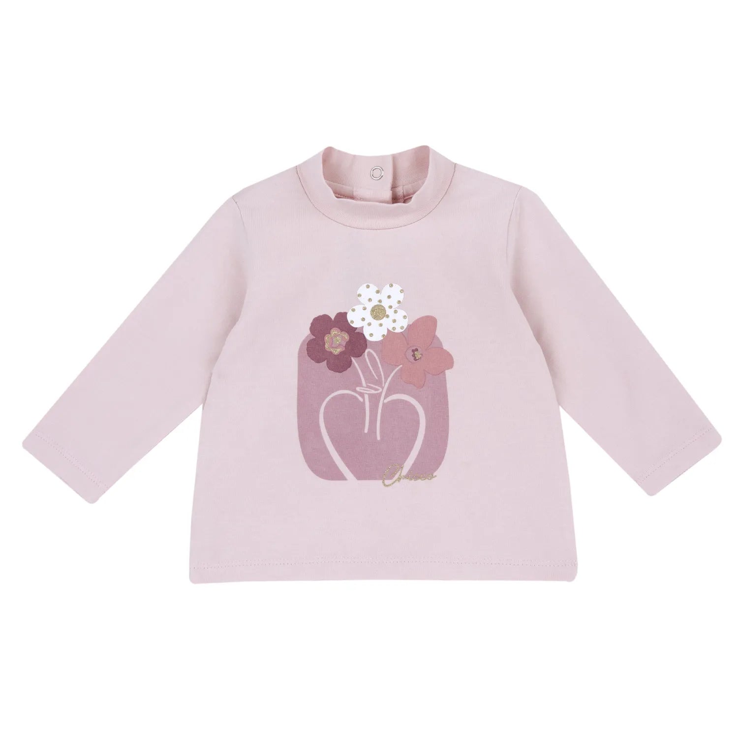 Girls Light Pink Cotton Long Sleeve T-shirt
