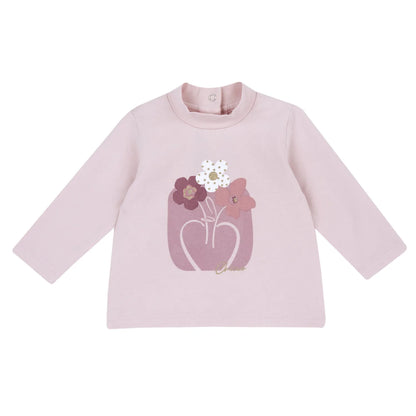 Girls Light Pink Cotton Long Sleeve T-shirt