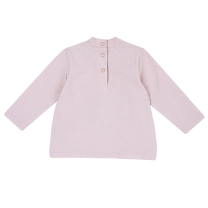 Girls Light Pink Cotton Long Sleeve T-shirt