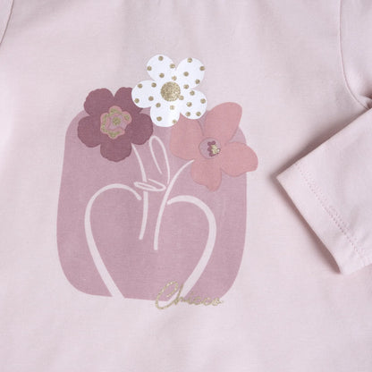 Girls Light Pink Cotton Long Sleeve T-shirt