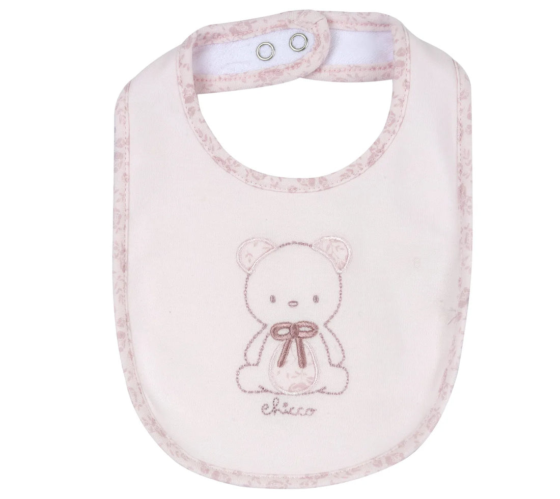 Girls Light Pink Embroidered Bib