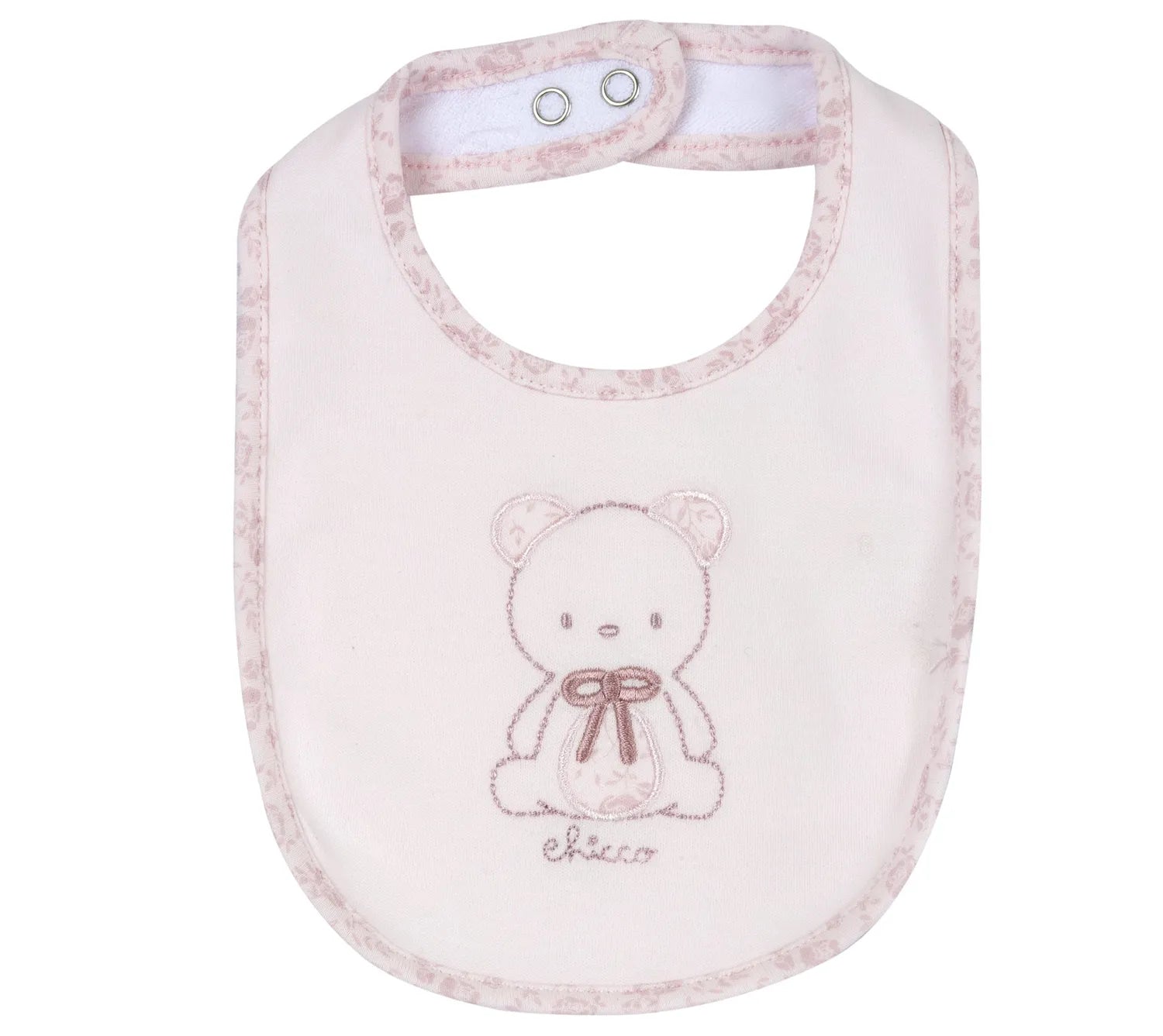 Girls Light Pink Embroidered Bib