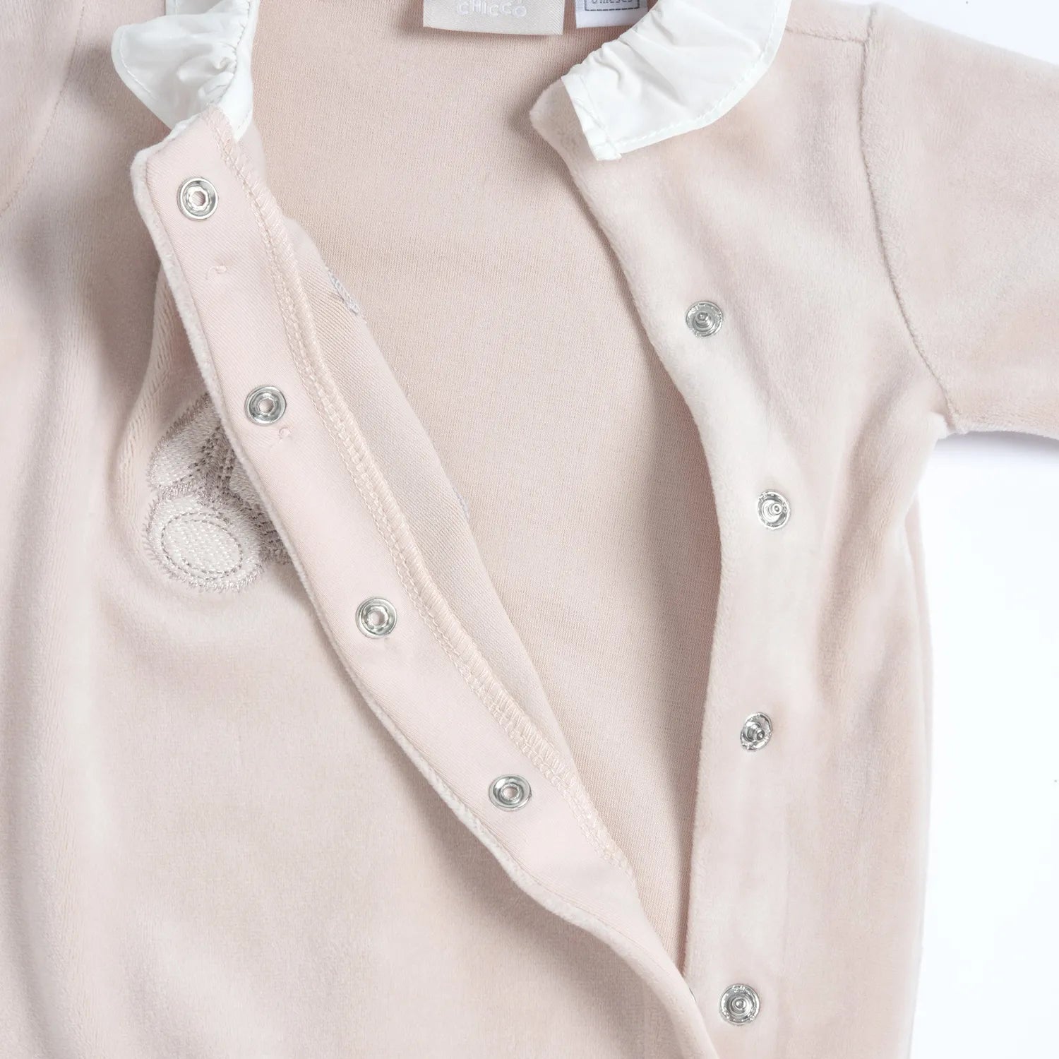 Girls Light Pink Embroidered Front Opening Babysuit