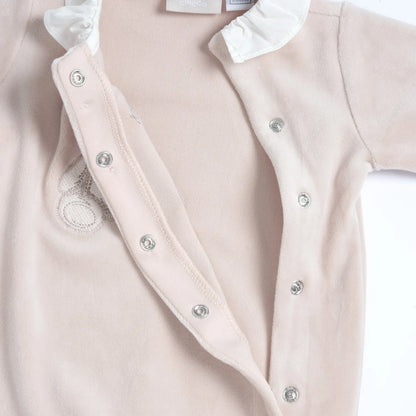 Girls Light Pink Embroidered Front Opening Babysuit