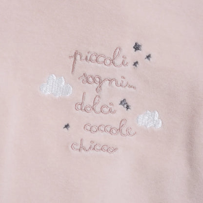 Girls Light Pink Embroidered Knitted Nappy Opening Babysuit