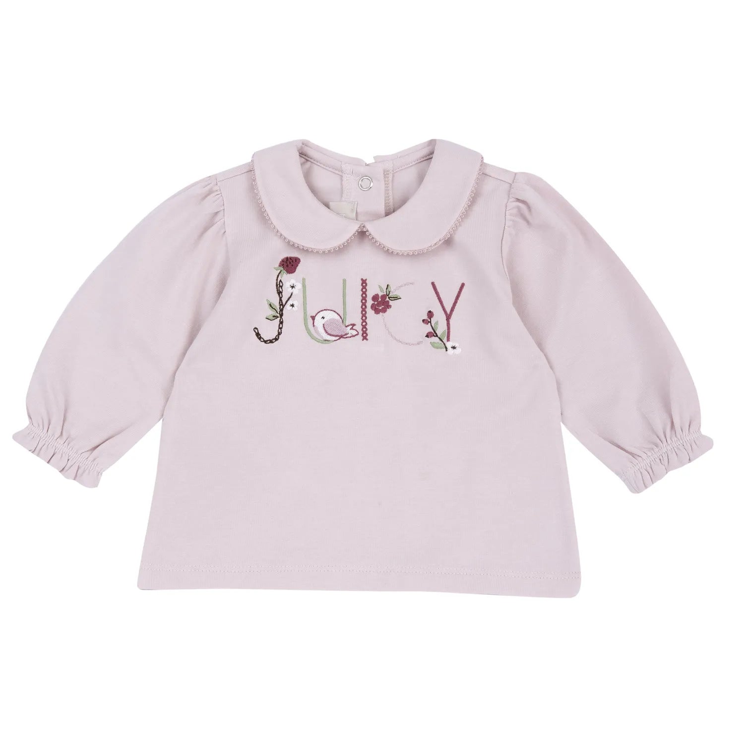 Girls Light Pink Embroidered Long Sleeve Top