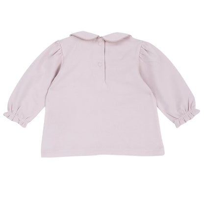 Girls Light Pink Embroidered Long Sleeve Top