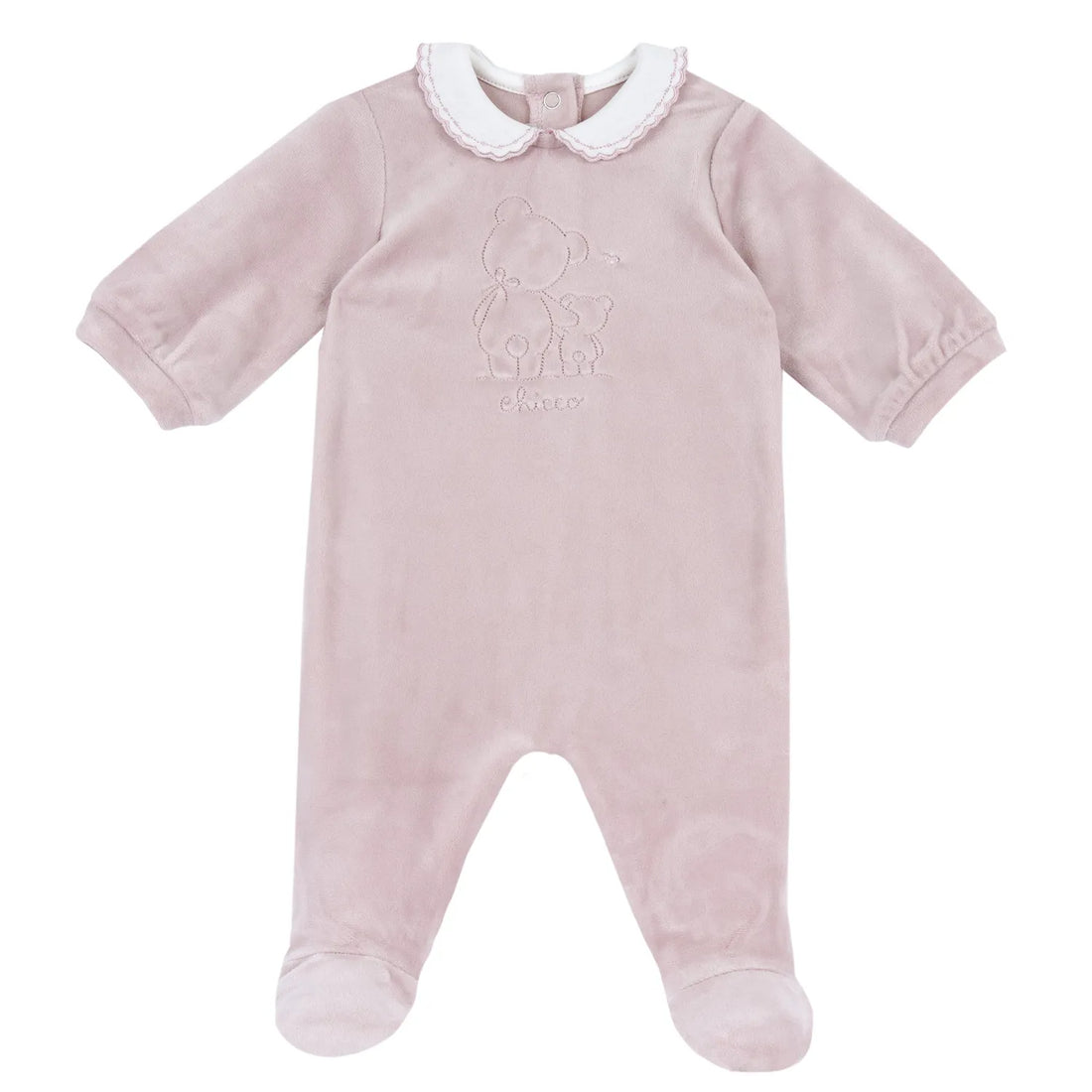 Girls Light Pink Embroidered Nappy Opening Babysuit