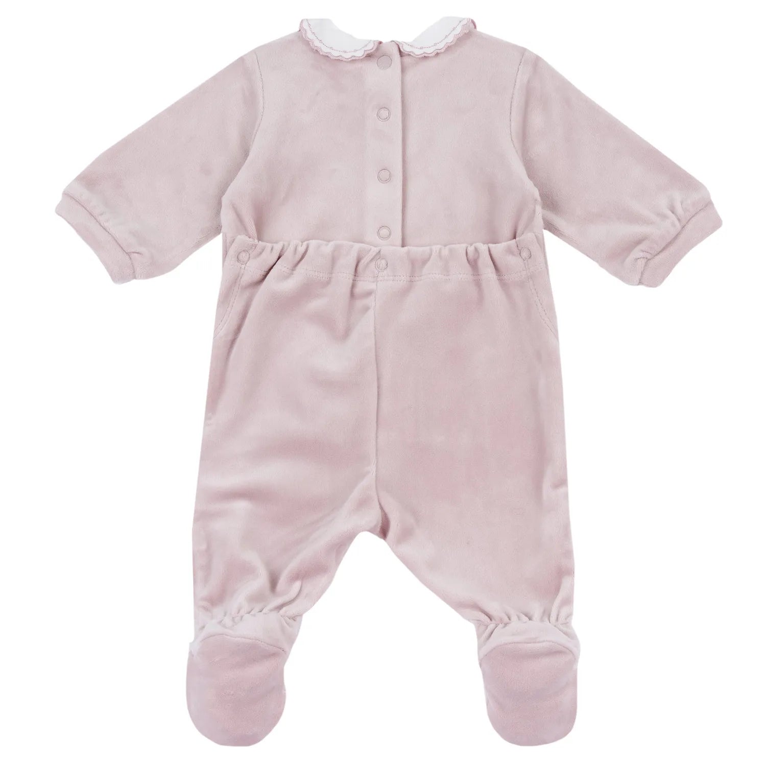 Girls Light Pink Embroidered Nappy Opening Babysuit