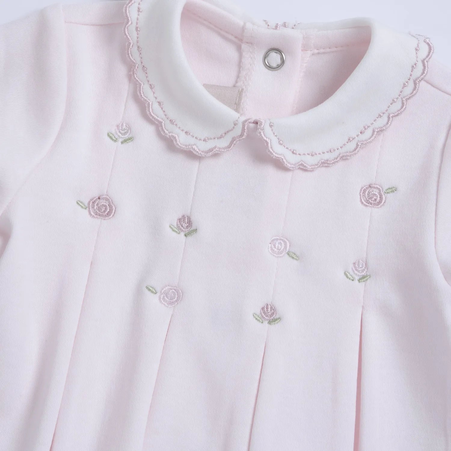 Girls Light Pink Floral Embroidered Smock with Legging
