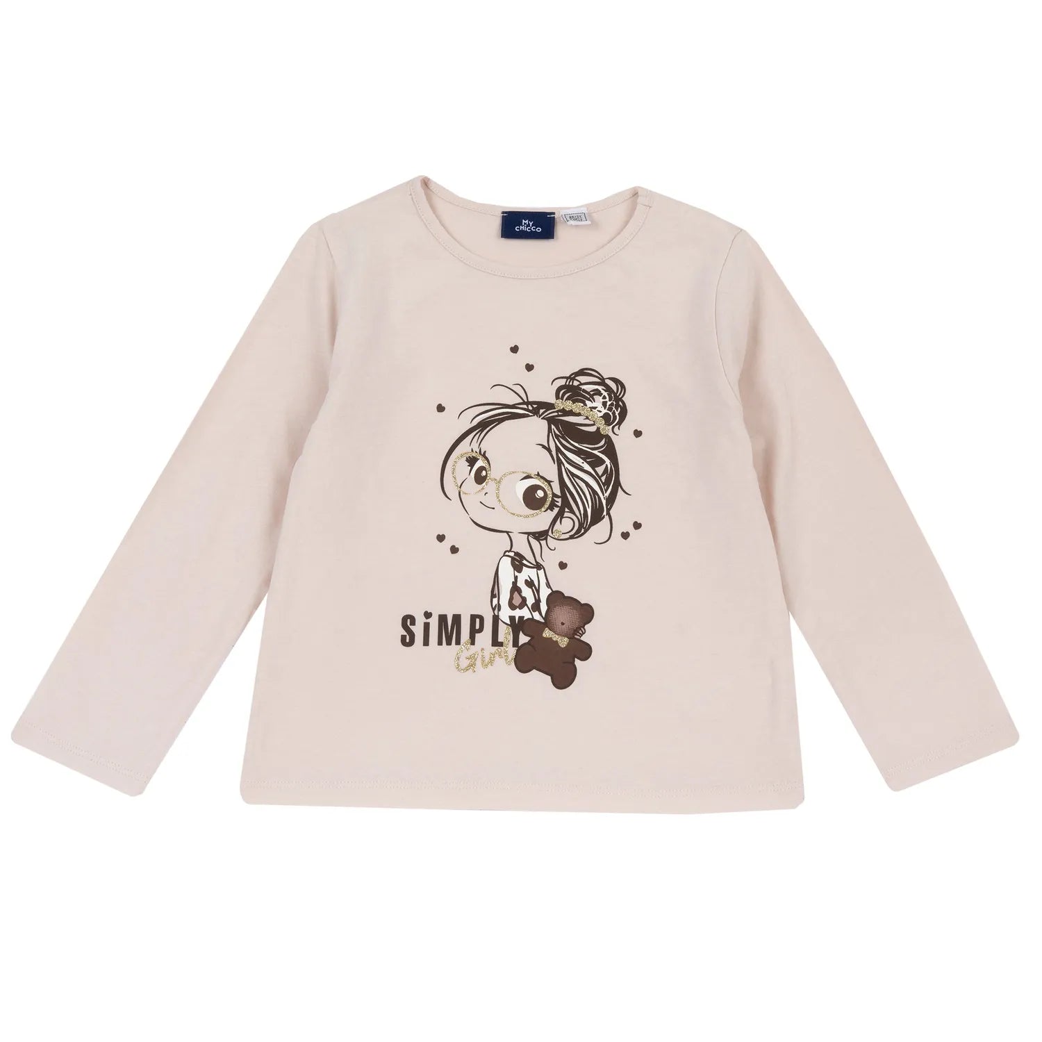 Girls Light Pink Graphic Printed Long Sleeve T-shirt