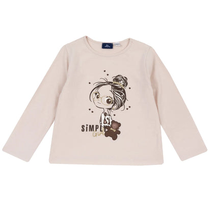 Girls Light Pink Graphic Printed Long Sleeve T-shirt