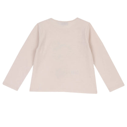 Girls Light Pink Graphic Printed Long Sleeve T-shirt