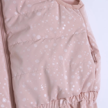Girls Light Pink Printed Jacket
