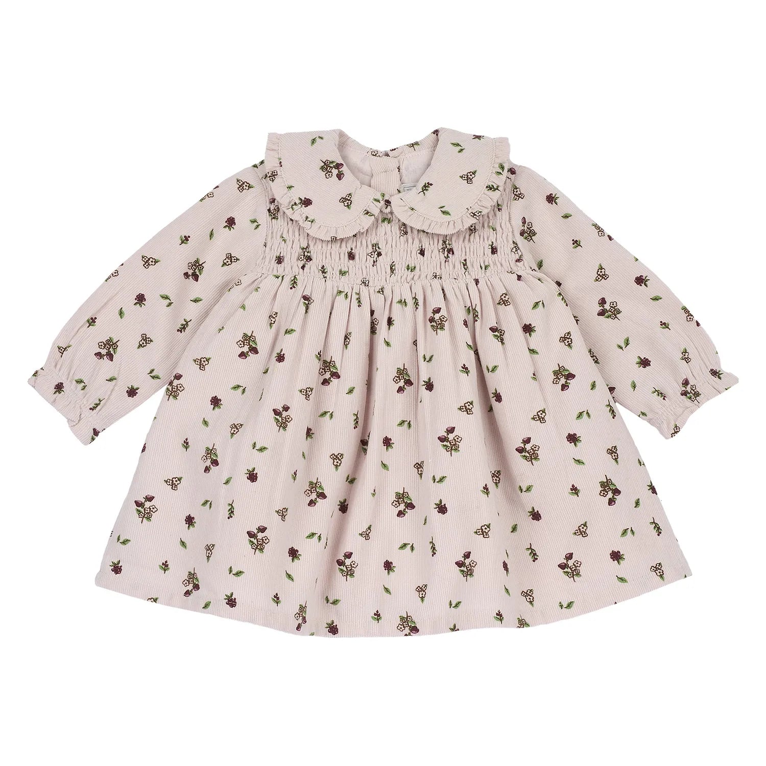 Girls Light Pink Printed Long Sleeve Dress