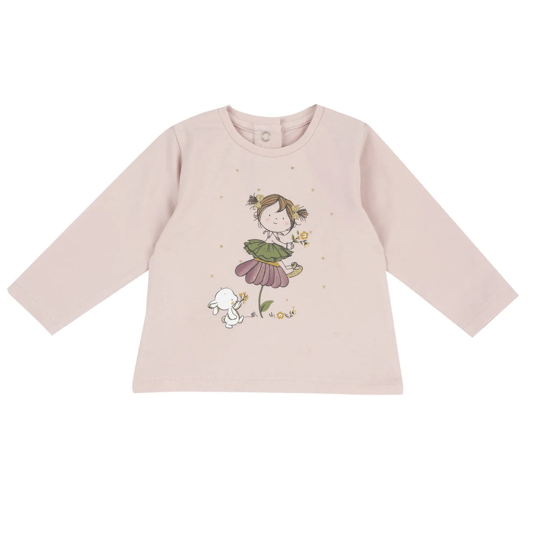 Girls Light Pink Printed Long Sleeve T-shirt