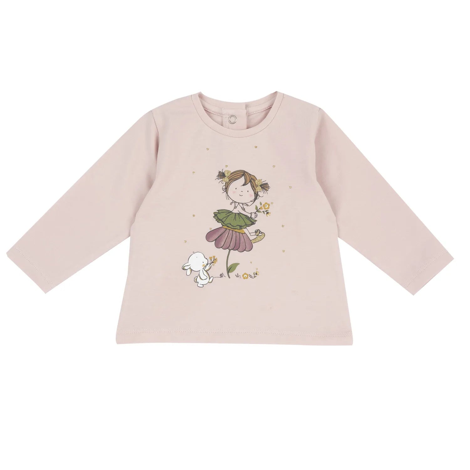 Girls Light Pink Printed Long Sleeve T-shirt
