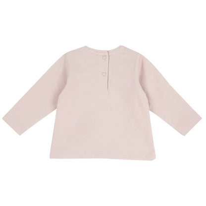 Girls Light Pink Printed Long Sleeve T-shirt