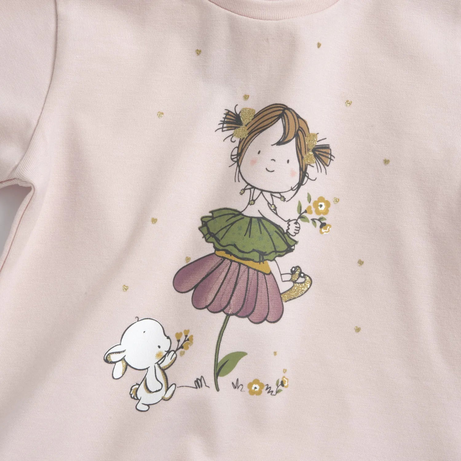 Girls Light Pink Printed Long Sleeve T-shirt