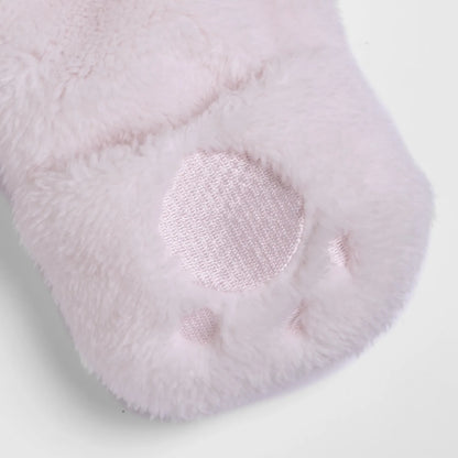 Girls Light Pink Solid Fur Front Opening Babysuit