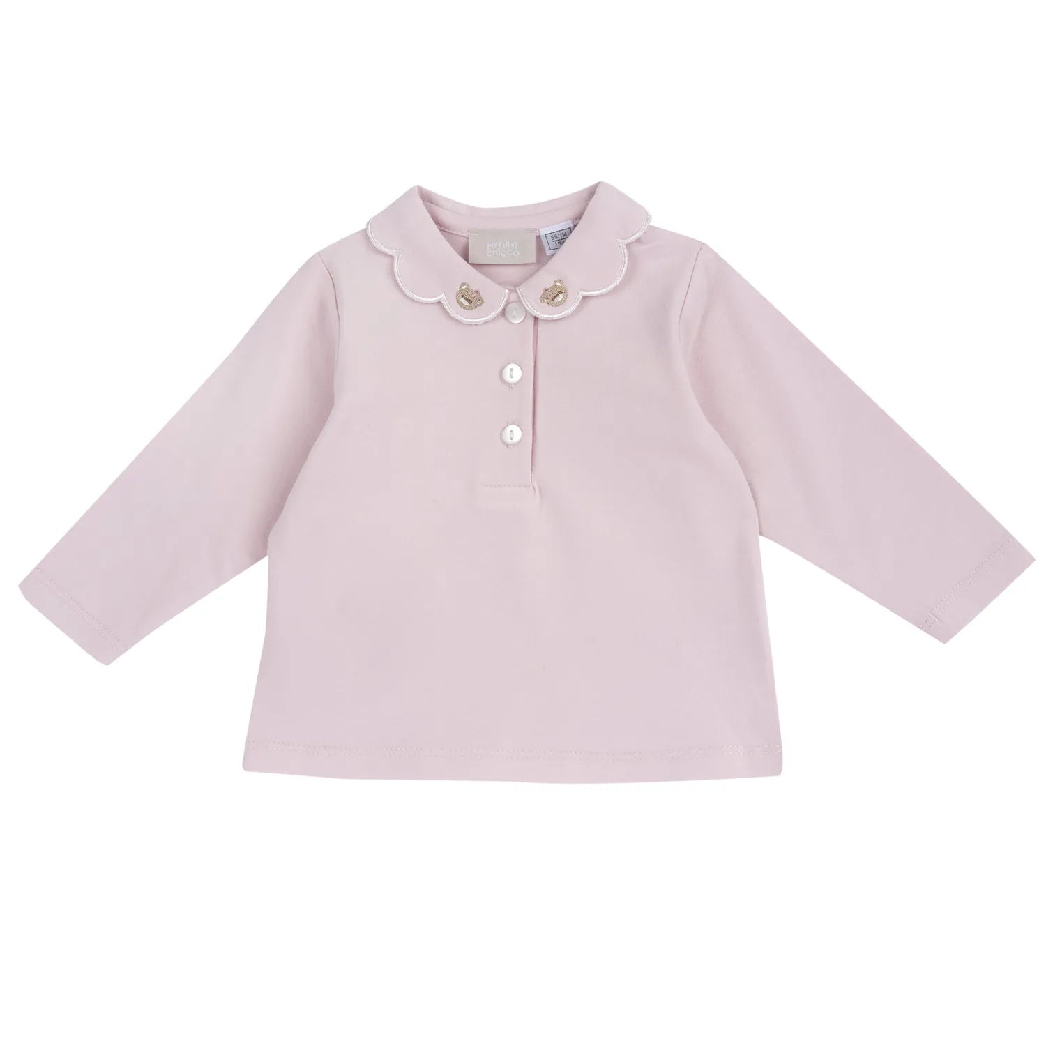 Girls Light Pink Solid Long Sleeve T-shirt