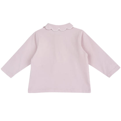 Girls Light Pink Solid Long Sleeve T-shirt