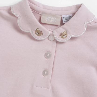 Girls Light Pink Solid Long Sleeve T-shirt