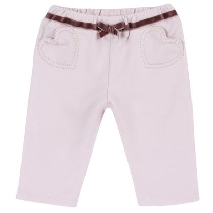 Girls Light Pink Solid Trouser