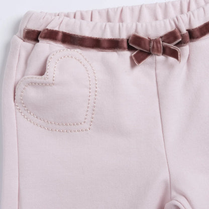 Girls Light Pink Solid Trouser