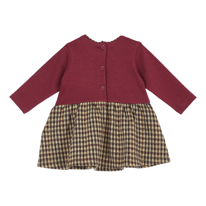 Girls Maroon Checked A-Line Dress