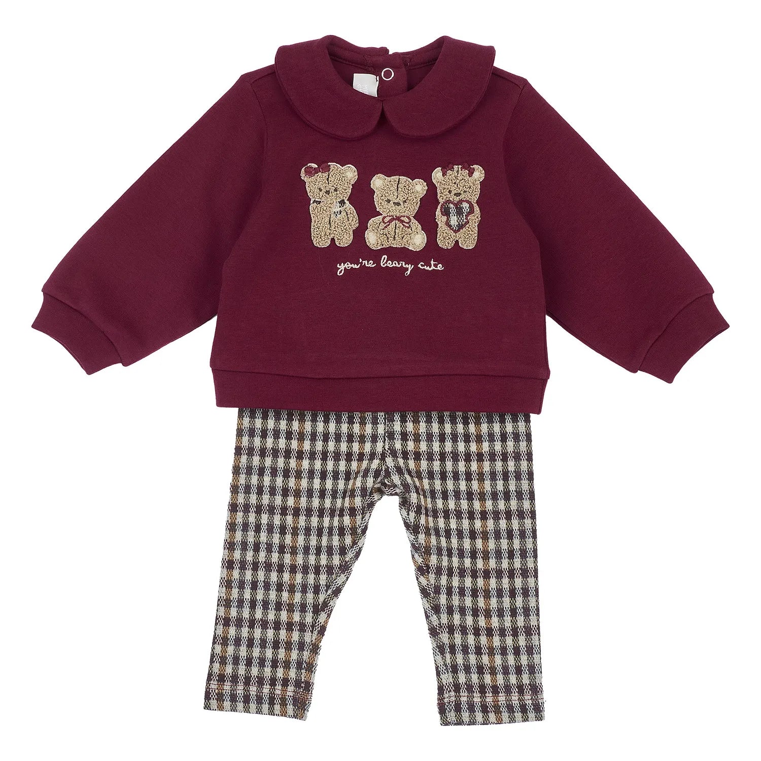 Girls Maroon Embroidered Sweatshirt with Leggings