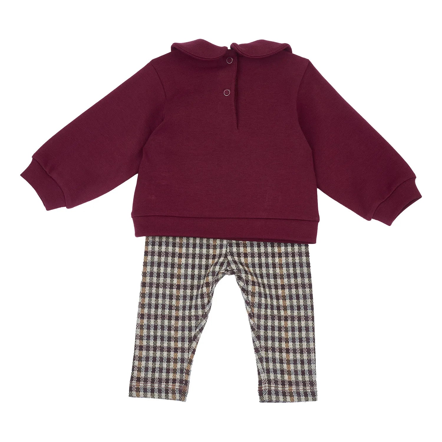 Girls Maroon Embroidered Sweatshirt with Leggings