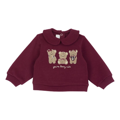 Girls Maroon Embroidered Sweatshirt with Leggings