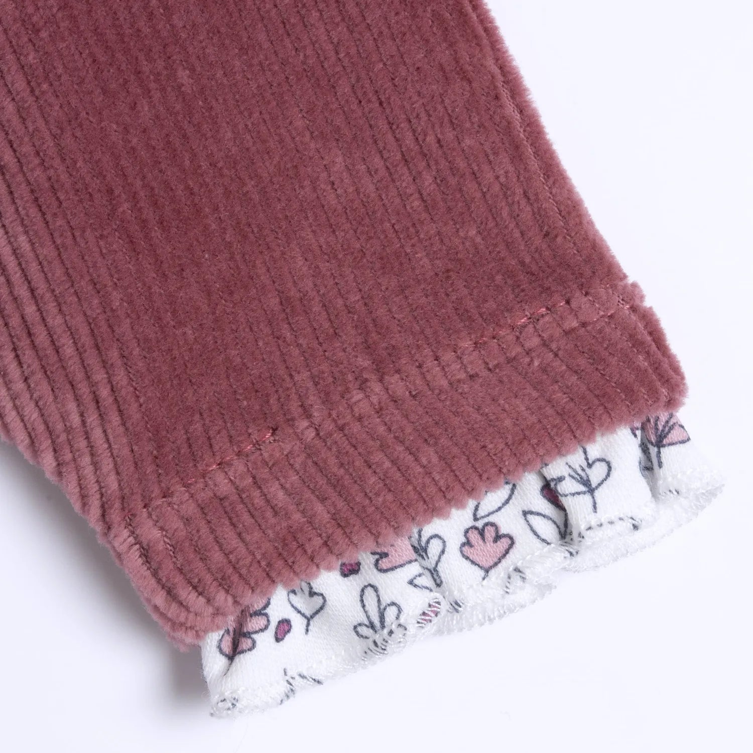 Girls Maroon Embroidered Velour Nappy Opening Babysuit