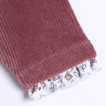 Girls Maroon Embroidered Velour Nappy Opening Babysuit