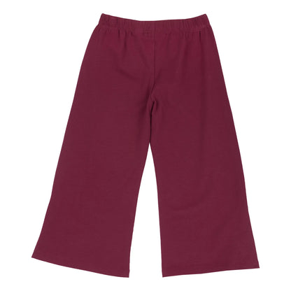 Girls Maroon Solid Knitted Trouser
