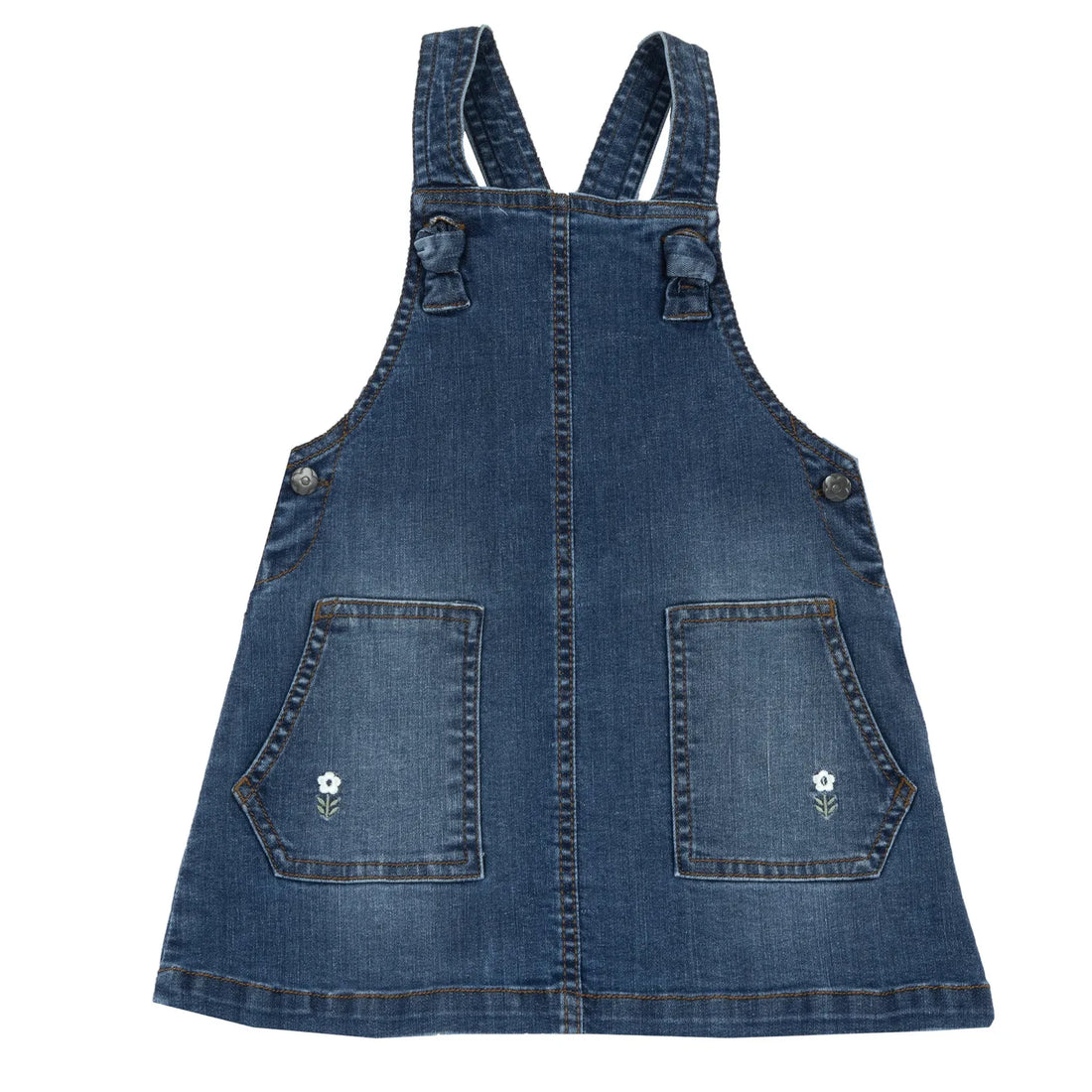 Girls Medium Blue Self Design Overall Skirt