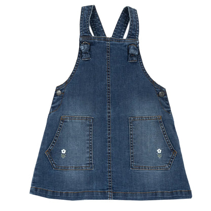 Girls Medium Blue Self Design Overall Skirt