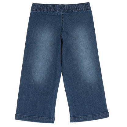 Girls Medium Blue Self Design Woven Jeans