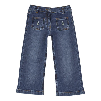 Girls Medium Blue Solid Denim Jeans