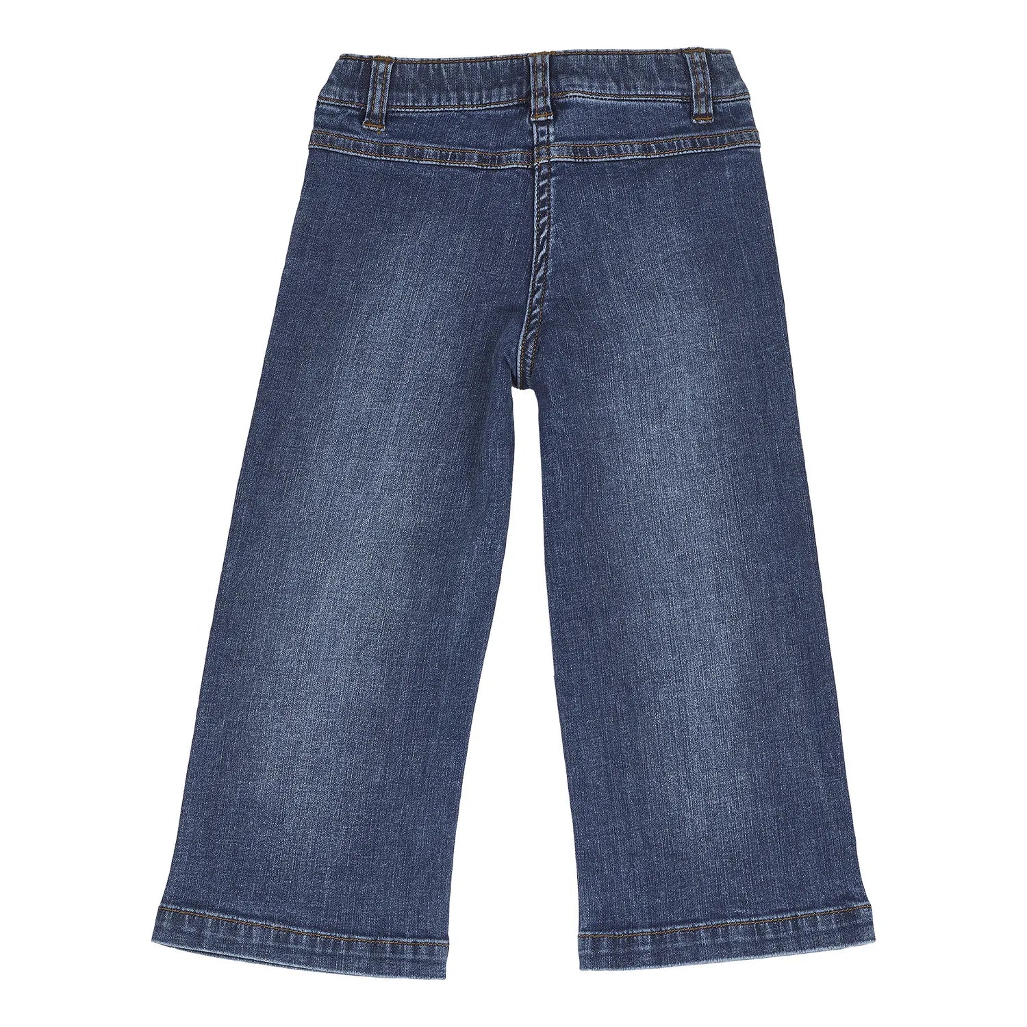 Girls Medium Blue Solid Denim Jeans