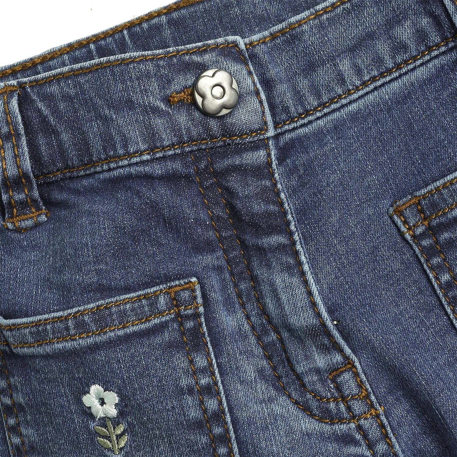 Girls Medium Blue Solid Denim Jeans