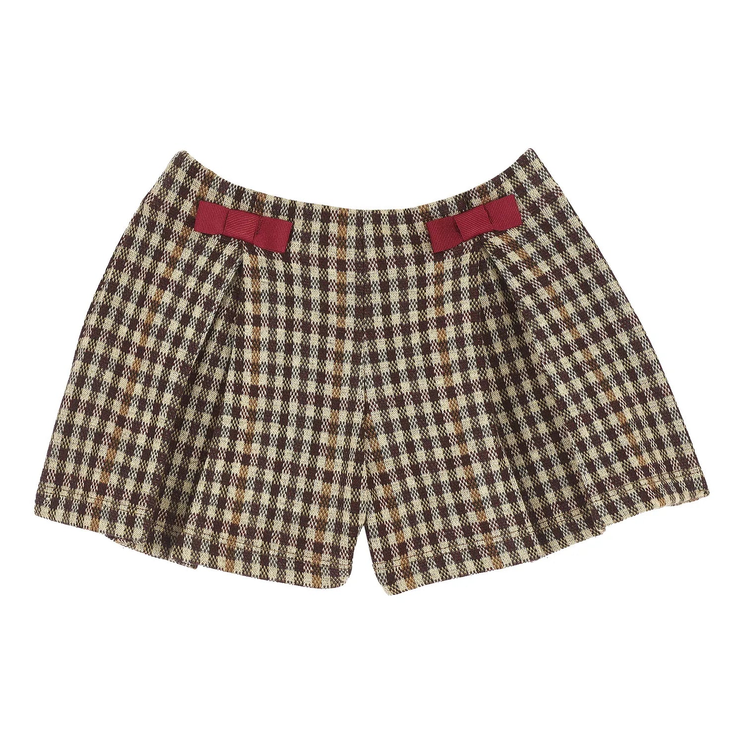 Girls Medium Brown Checked Shorts