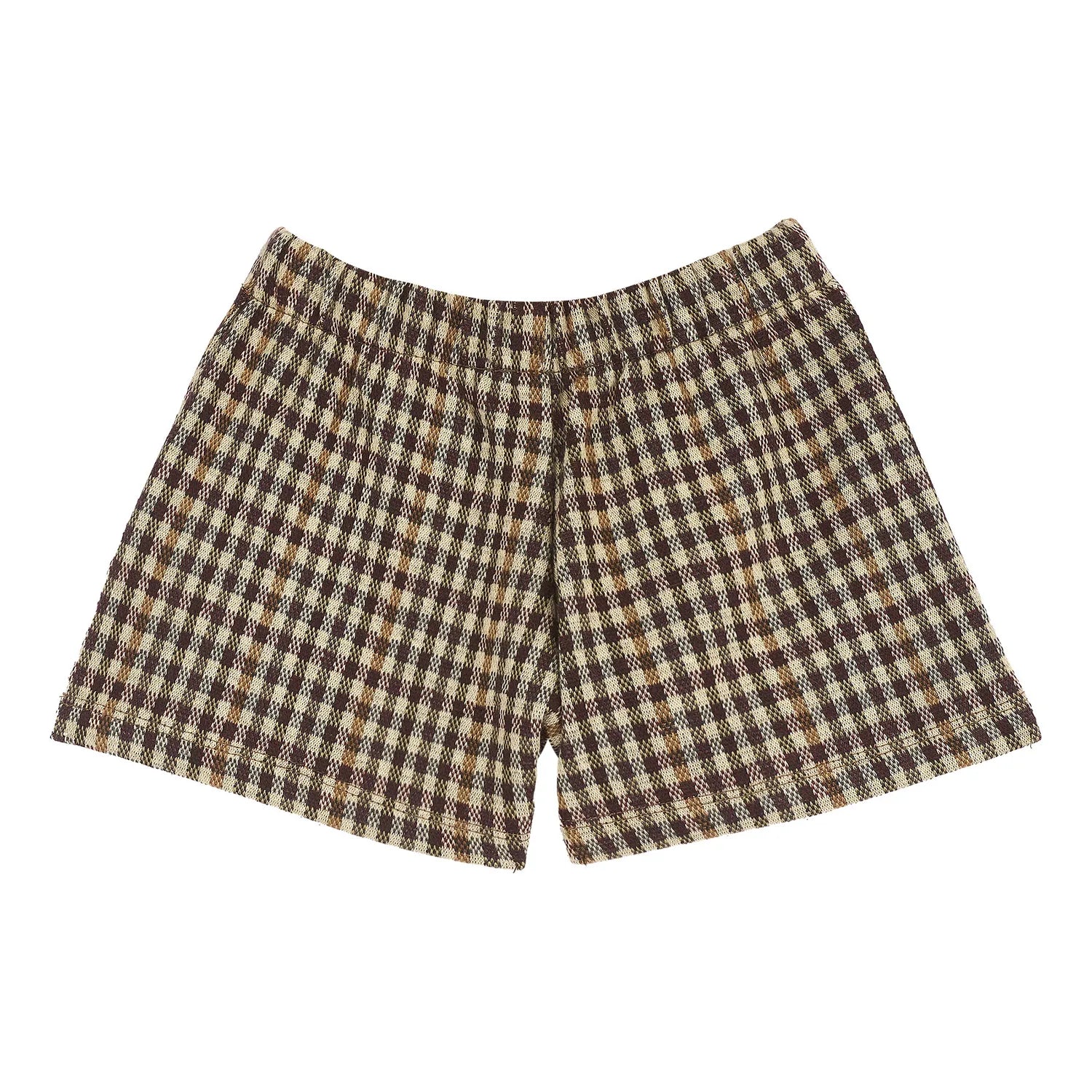 Girls Medium Brown Checked Shorts