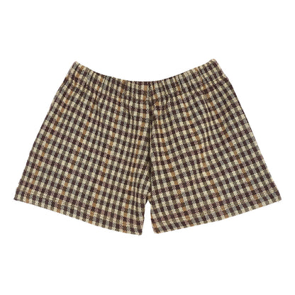 Girls Medium Brown Checked Shorts
