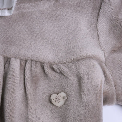 Girls Medium Brown Embroidered Nappy Opening Babysuit