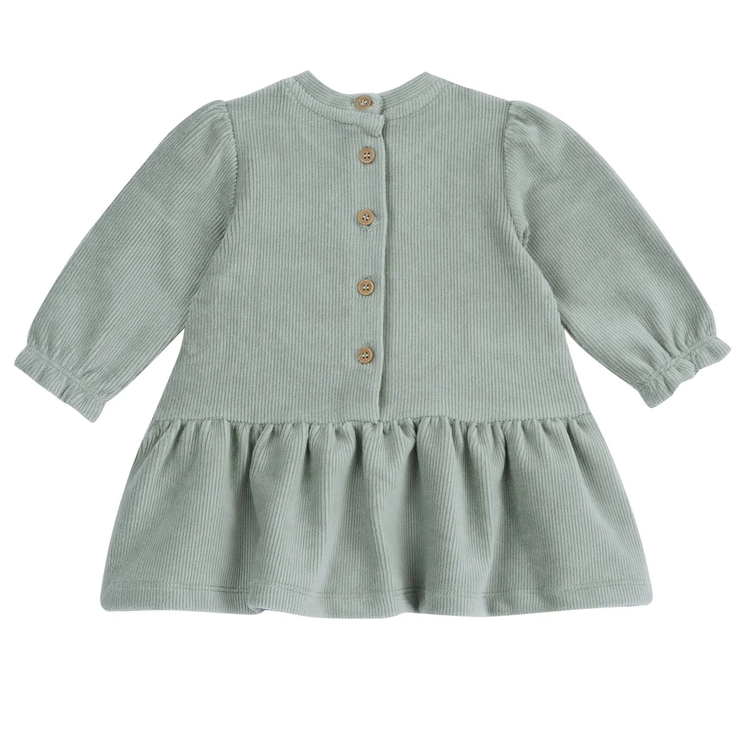 Girls Medium Green Applique Long Sleeve Dress
