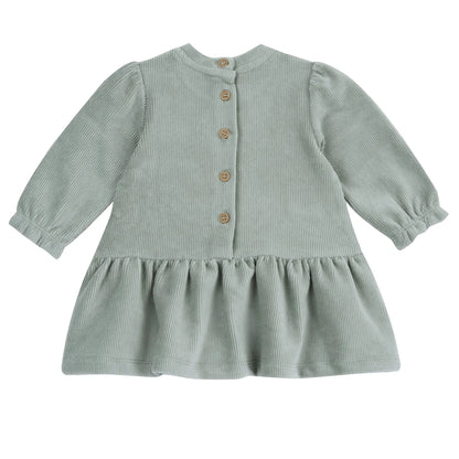 Girls Medium Green Applique Long Sleeve Dress